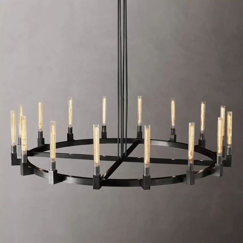 Amorra Candlestick Glass Round Chandelier 72"D