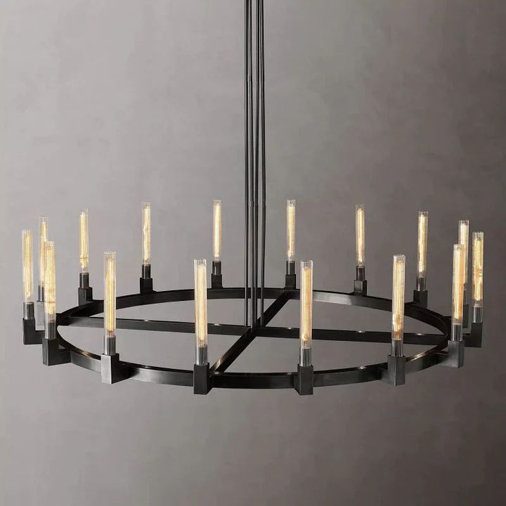 Amorra Candlestick Glass Round Chandelier 72"D