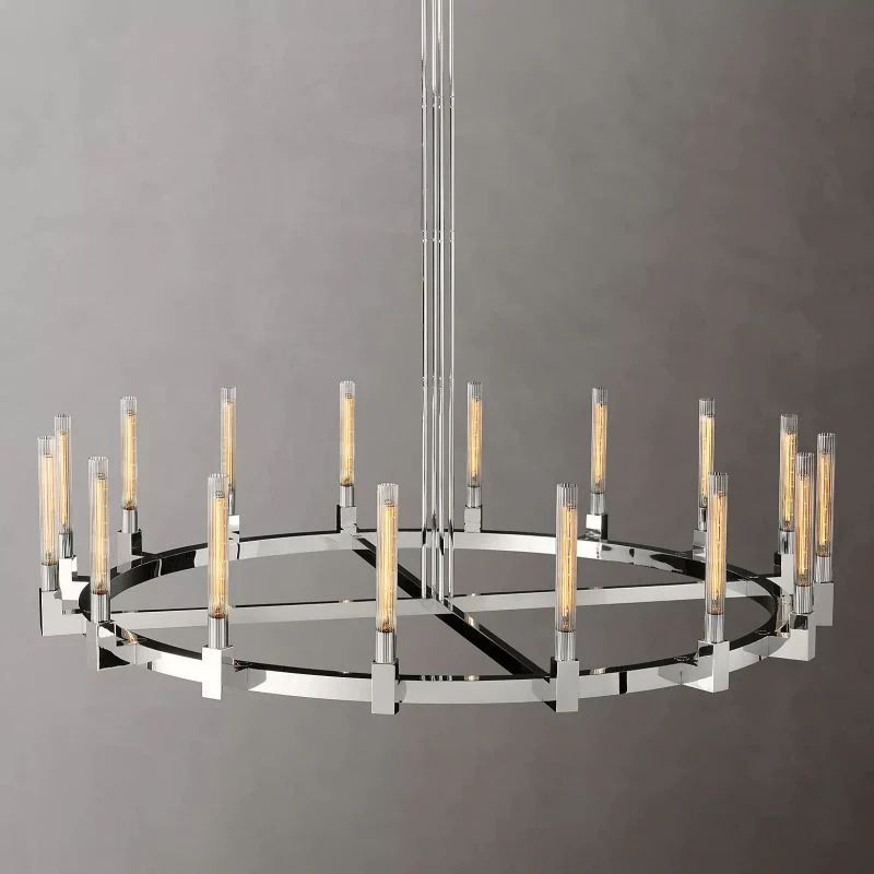 Amorra Candlestick Glass Round Chandelier 72"D