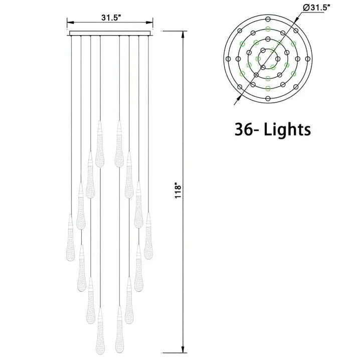 Amoy Glass Staircase Chandelier