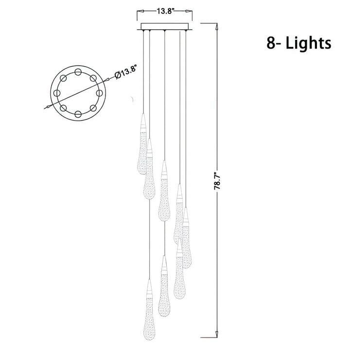 Amoy Glass Staircase Chandelier 49 Lights