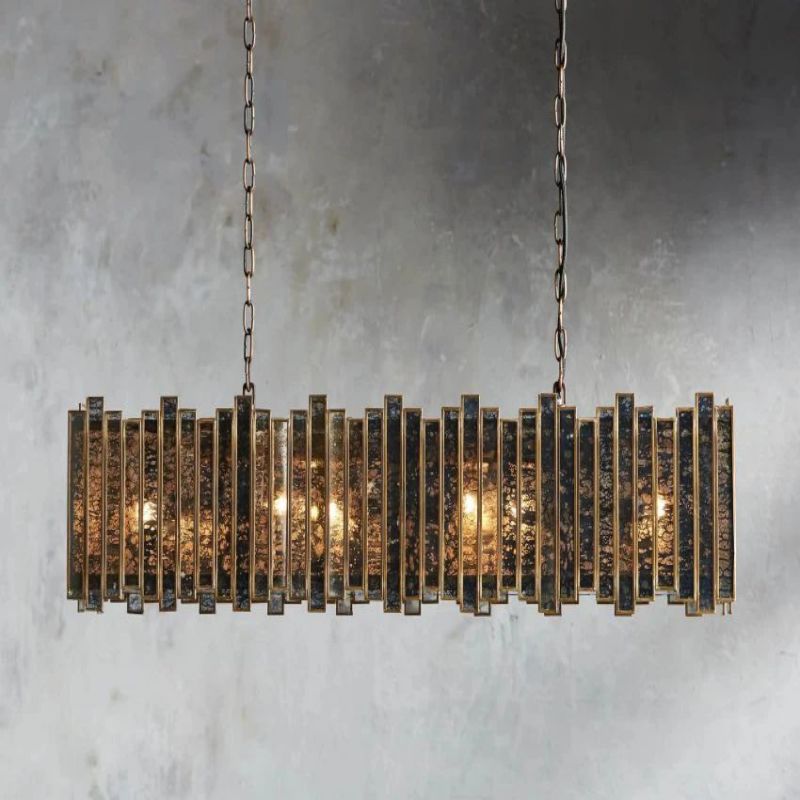 Artistic Antique Glass Lailar Rectangular Chandelier