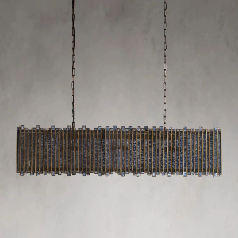 Artistic Antique Glass Lailar Rectangular Chandelier