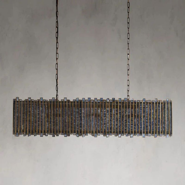 Artistic Antique Glass Lailar Rectangular Chandelier