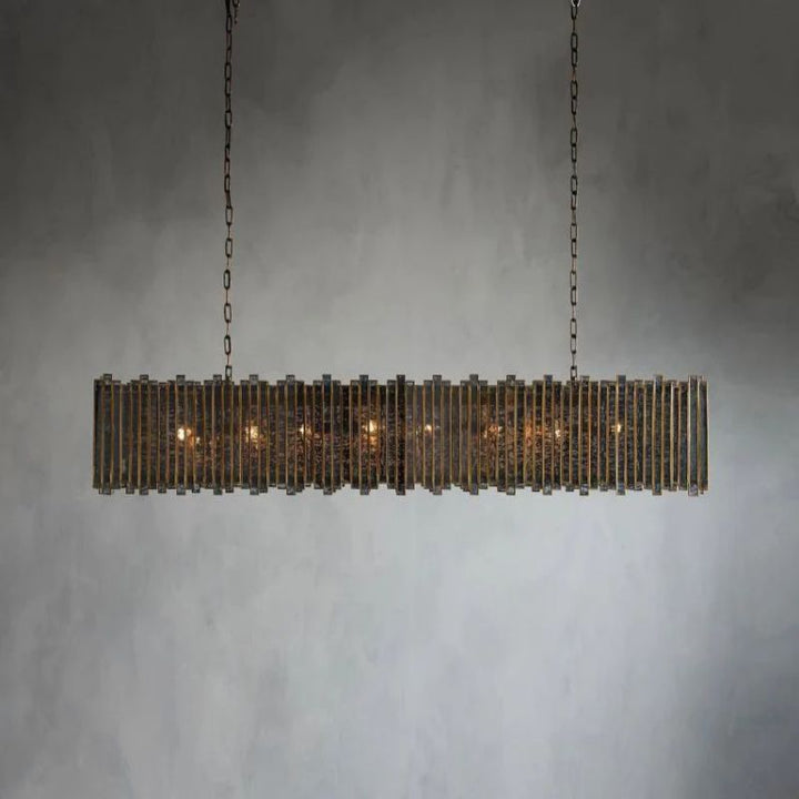 Artistic Antique Glass Lailar Rectangular Chandelier