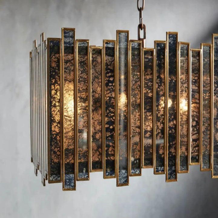Artistic Antique Glass Lailar Rectangular Chandelier