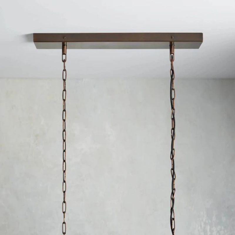 Artistic Antique Glass Lailar Rectangular Chandelier
