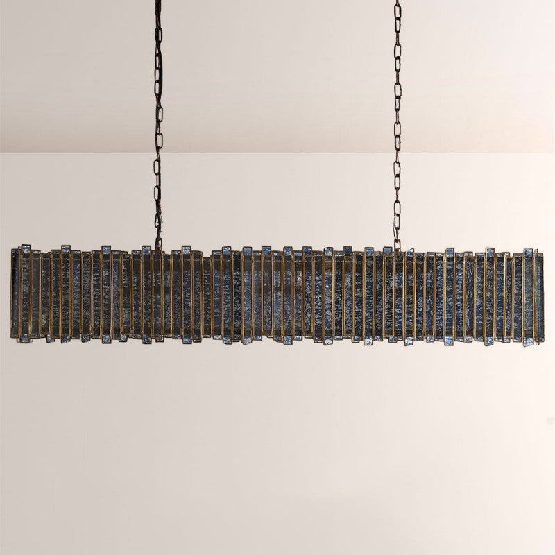 Artistic Antique Glass Lailar Rectangular Chandelier