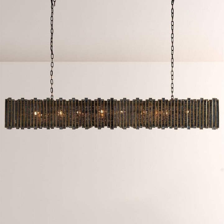 Artistic Antique Glass Lailar Rectangular Chandelier