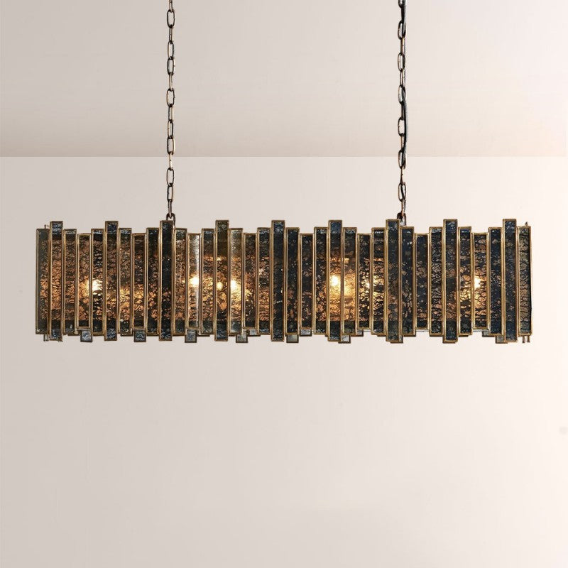 Artistic Antique Glass Lailar Rectangular Chandelier
