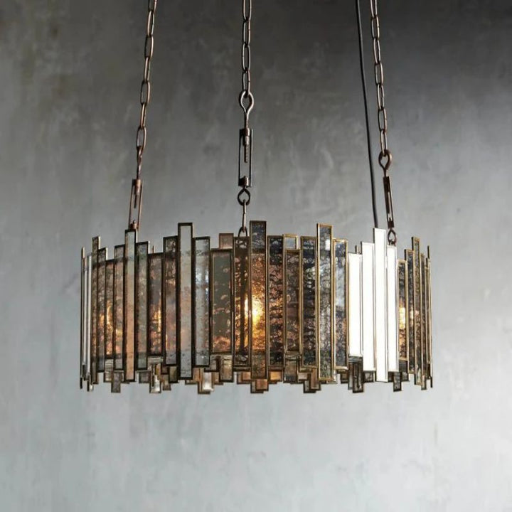 Artistic Antique Glass Lailar Round Chandelier