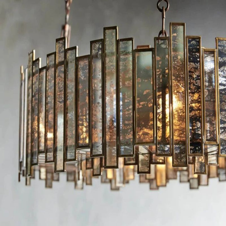 Artistic Antique Glass Lailar Round Chandelier