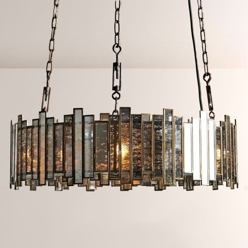 Artistic Antique Glass Lailar Round Chandelier