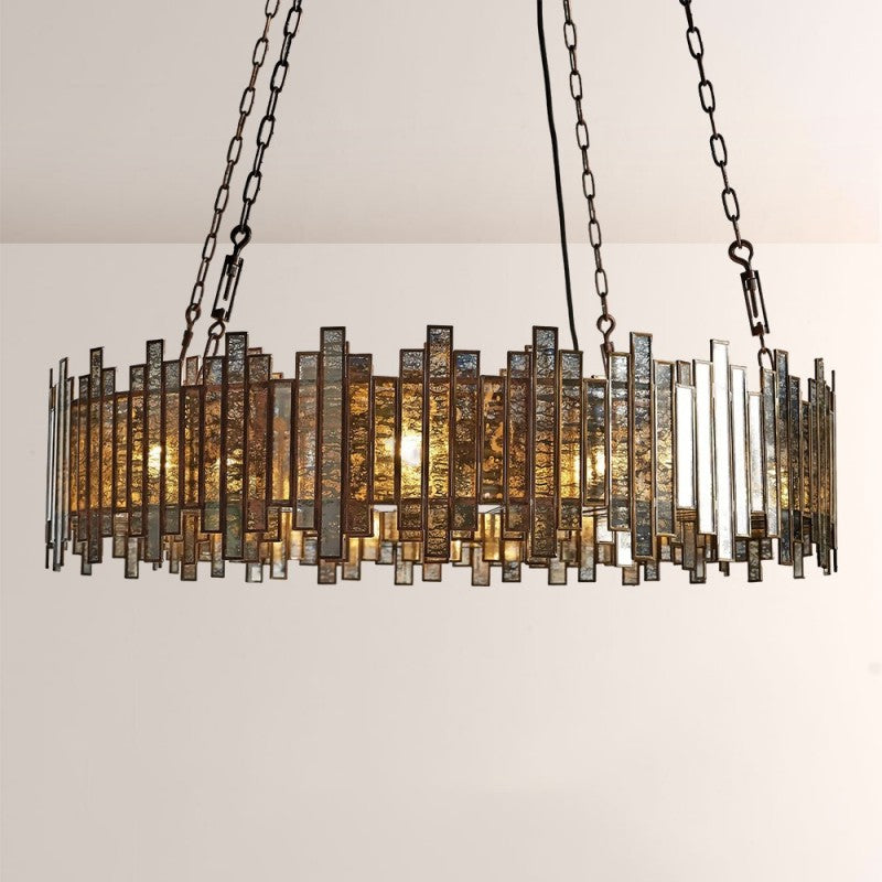 Artistic Antique Glass Lailar Round Chandelier