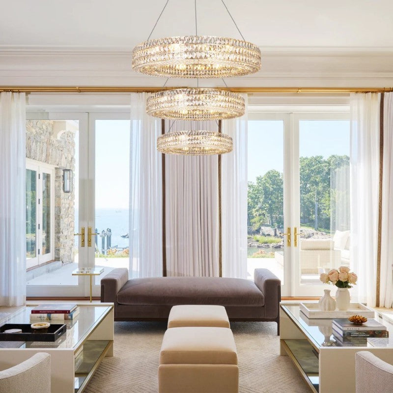 Gadsden Aster Halo Crystal Multi-Tier Ring Chandelier