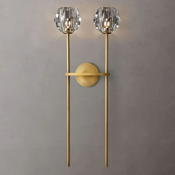 Balle Clear Crystal Double Grand Bathroom Wall Sconce