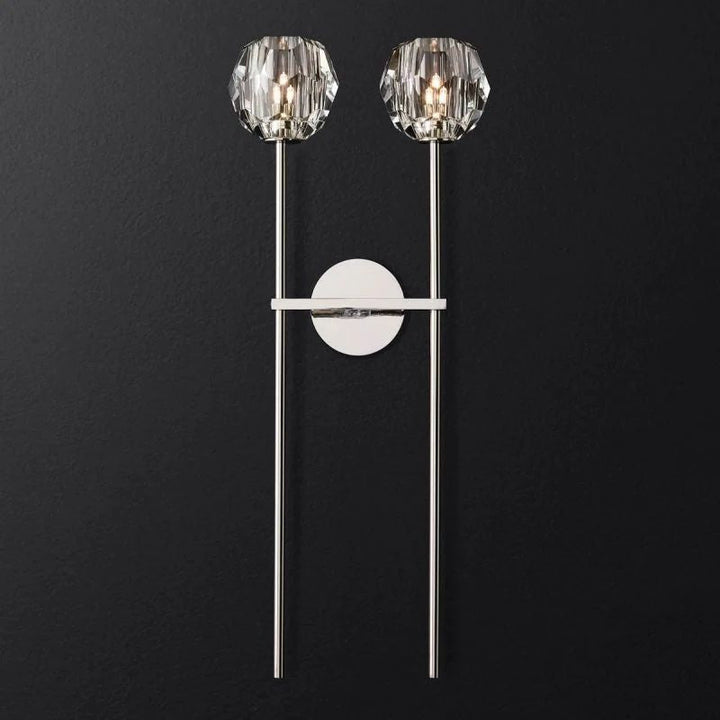 Balle Clear Crystal Double Grand Bathroom Wall Sconce