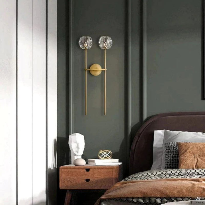 Balle Clear Crystal Double Grand Bathroom Wall Sconce