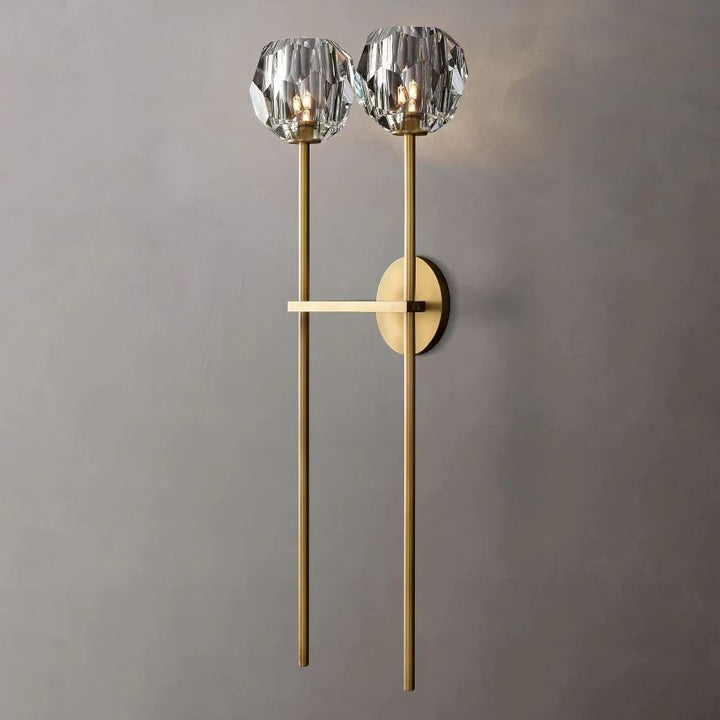 Balle Clear Crystal Double Grand Bathroom Wall Sconce