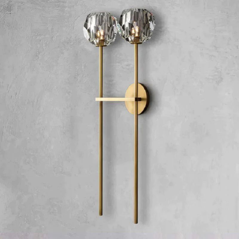 Balle Clear Crystal Double Grand Bathroom Wall Sconce