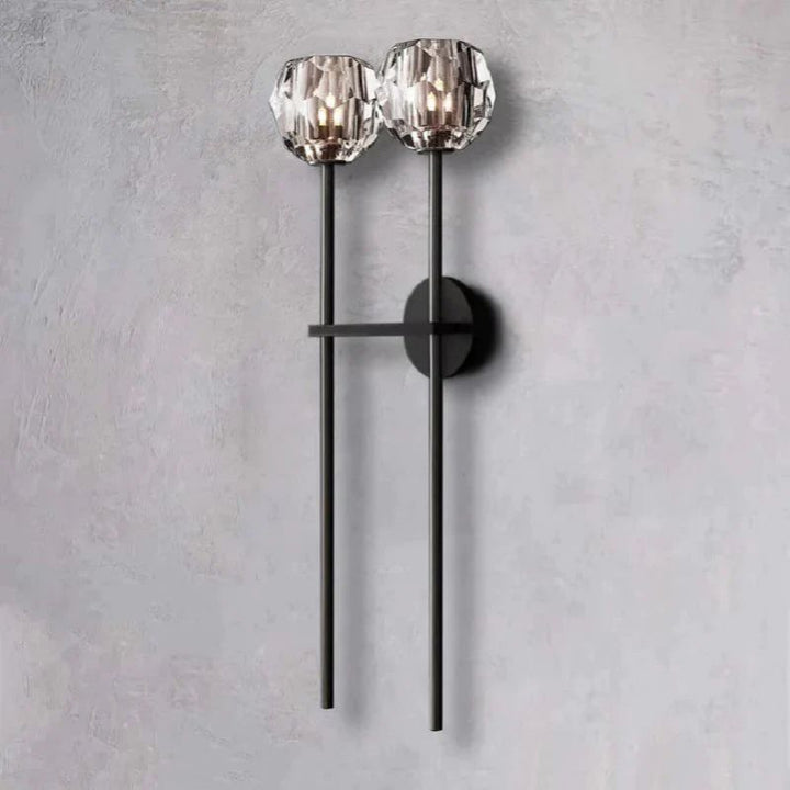 Balle Clear Crystal Double Grand Bathroom Wall Sconce