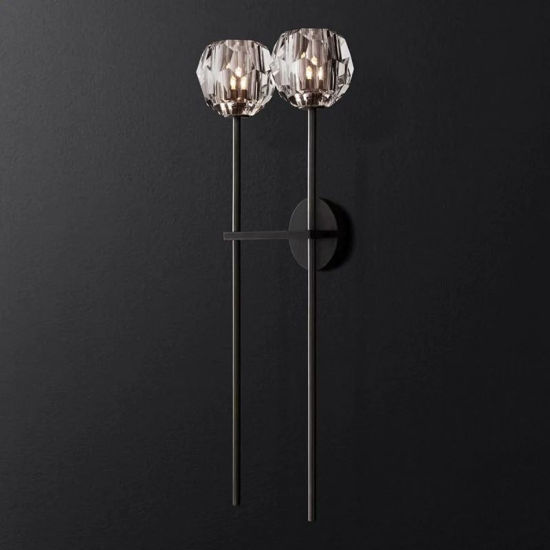Balle Clear Crystal Double Grand Bathroom Wall Sconce