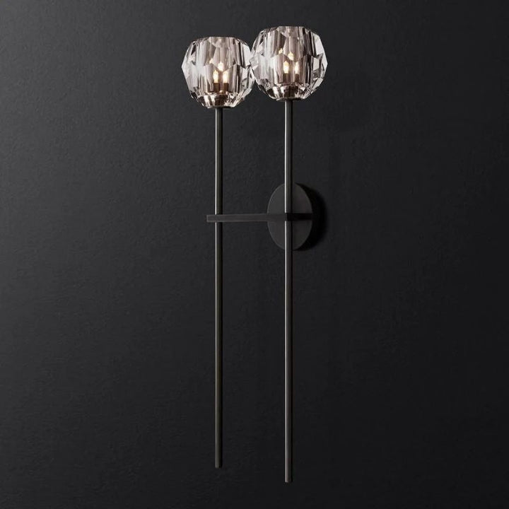 Balle Clear Crystal Double Grand Bathroom Wall Sconce