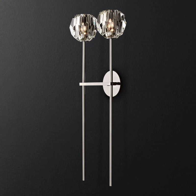 Balle Clear Crystal Double Grand Bathroom Wall Sconce