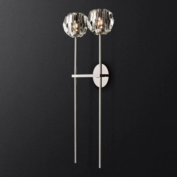Balle Clear Crystal Double Grand Bathroom Wall Sconce