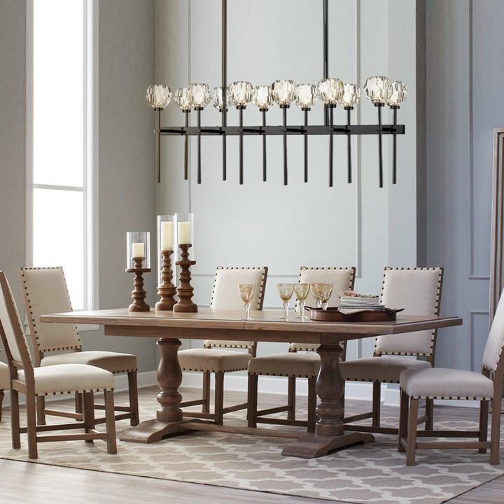 Balle Clear Crystal Linear Dining Room Chandelier