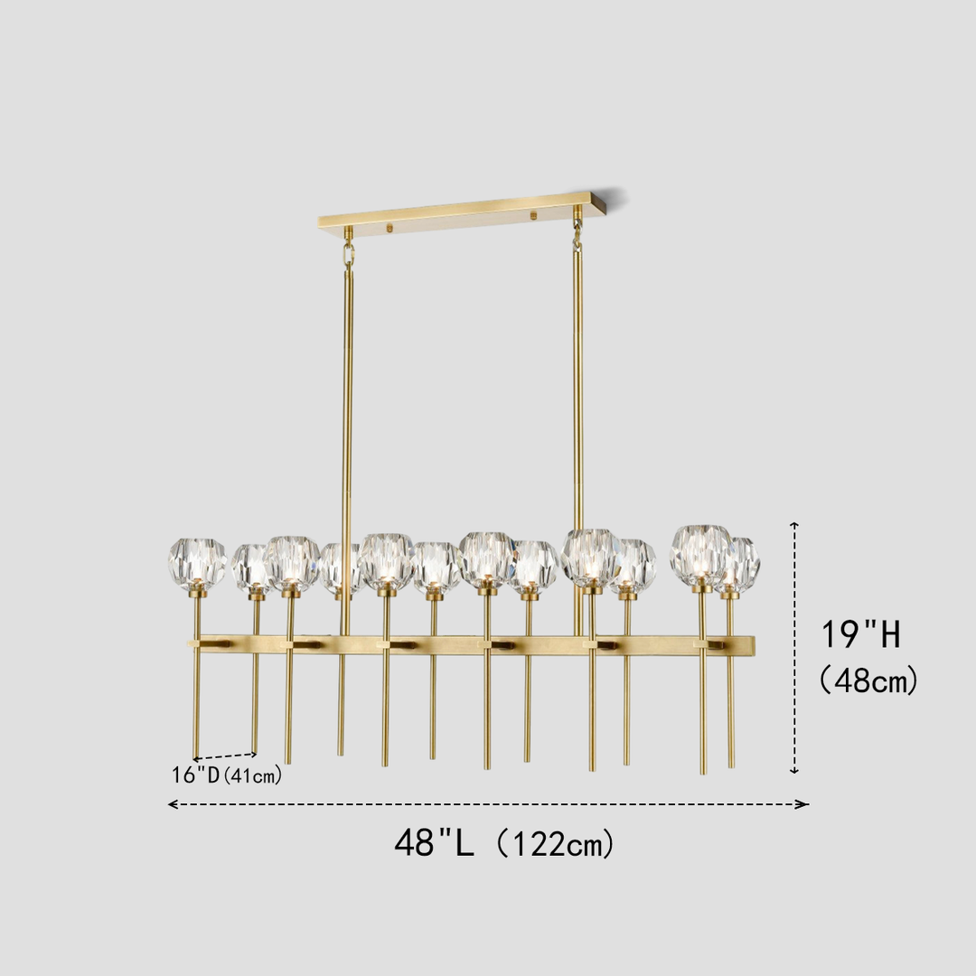 Balle Clear Crystal Linear Dining Room Chandelier