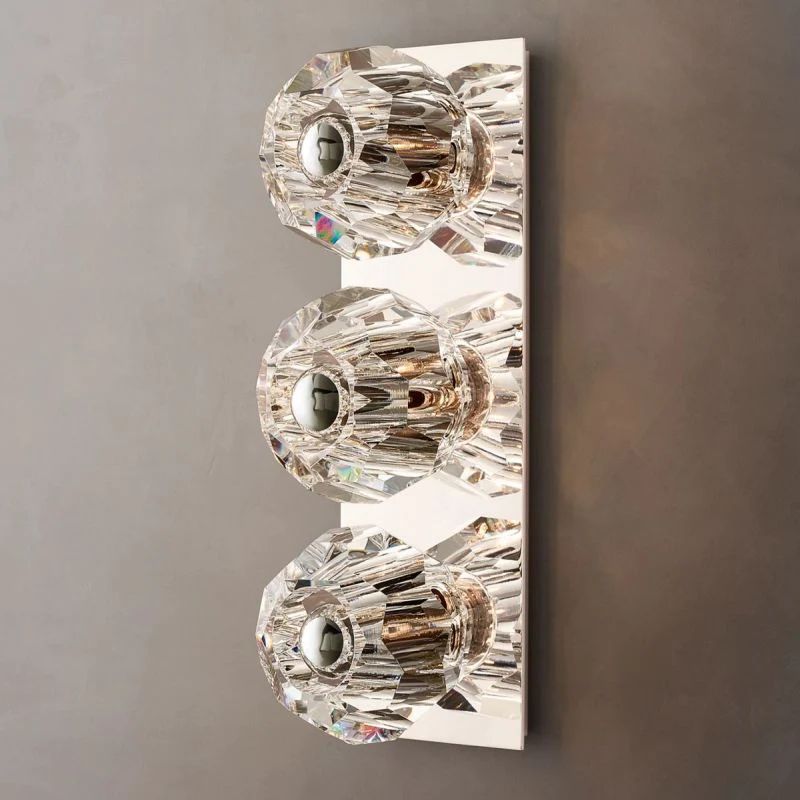 Balle Clear Crystal Linear Short Bathroom Wall Sconce