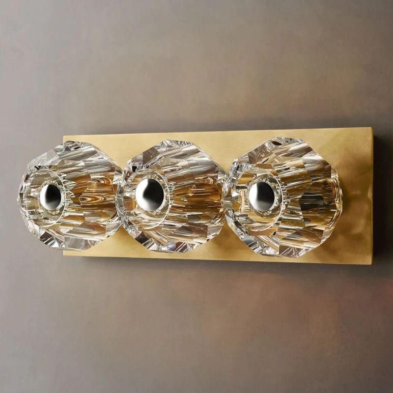 Balle Clear Crystal Linear Short Bathroom Wall Sconce