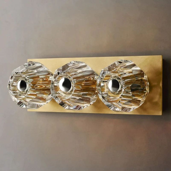 Balle Clear Crystal Linear Short Bathroom Wall Sconce