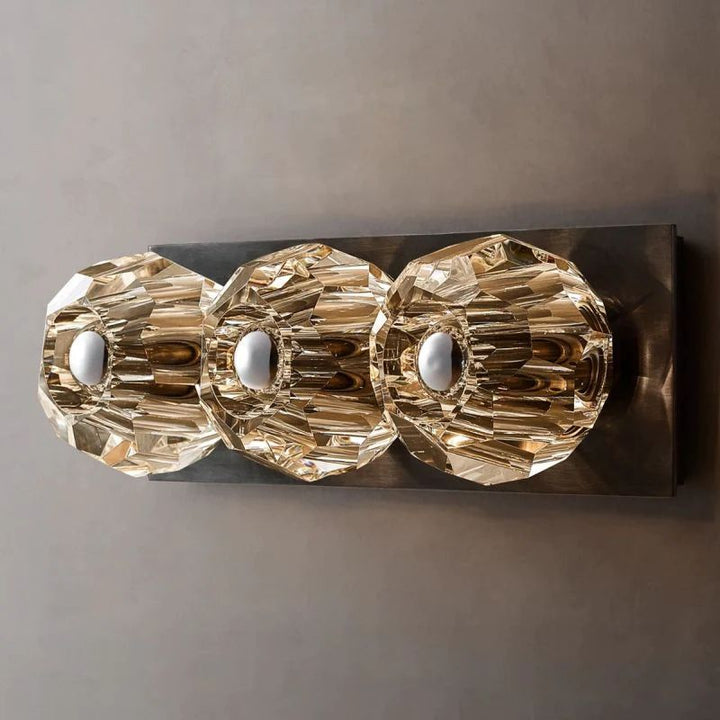Balle Clear Crystal Linear Short Bathroom Wall Sconce