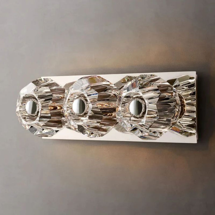 Balle Clear Crystal Linear Short Bathroom Wall Sconce