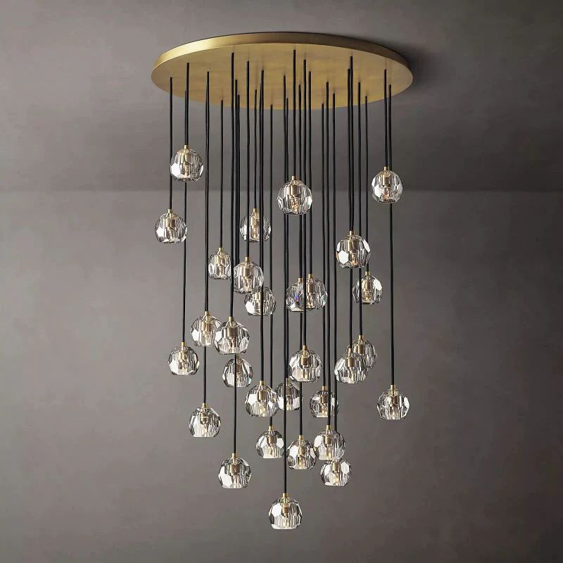 Balle Clear Crystal Round Cluster Chandelier 40"