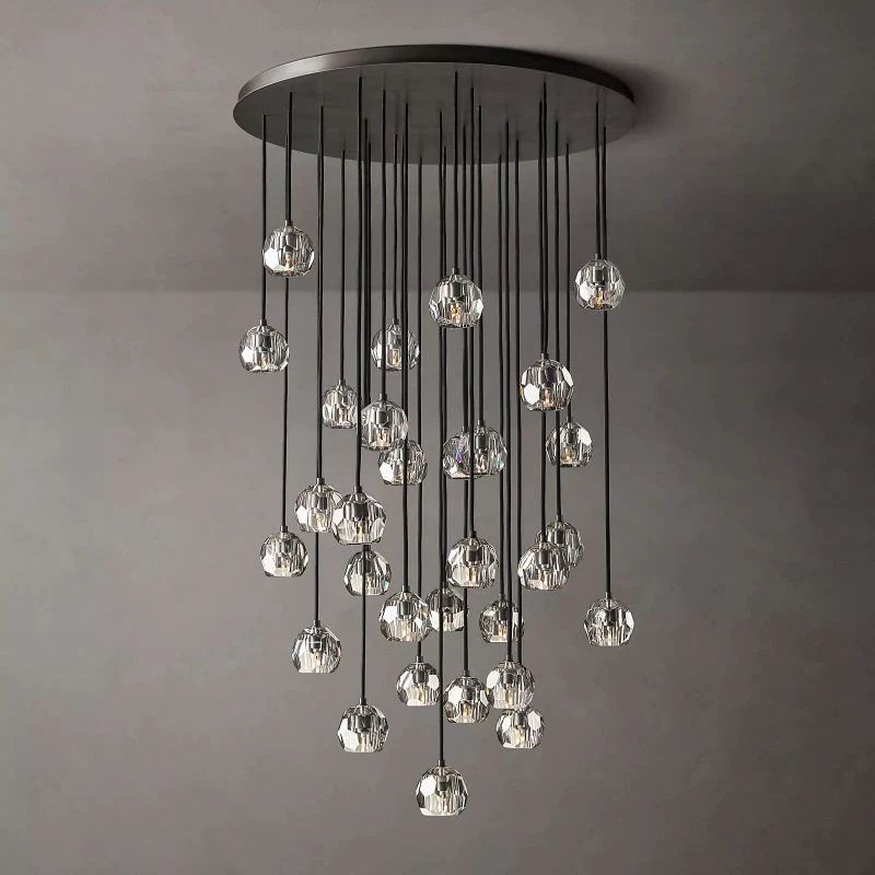 Balle Clear Crystal Round Cluster Chandelier 40"