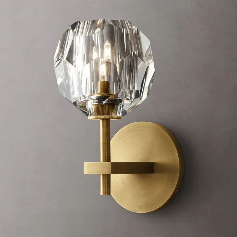 Balle Clear Crystal Short Bedroom Wall Sconce