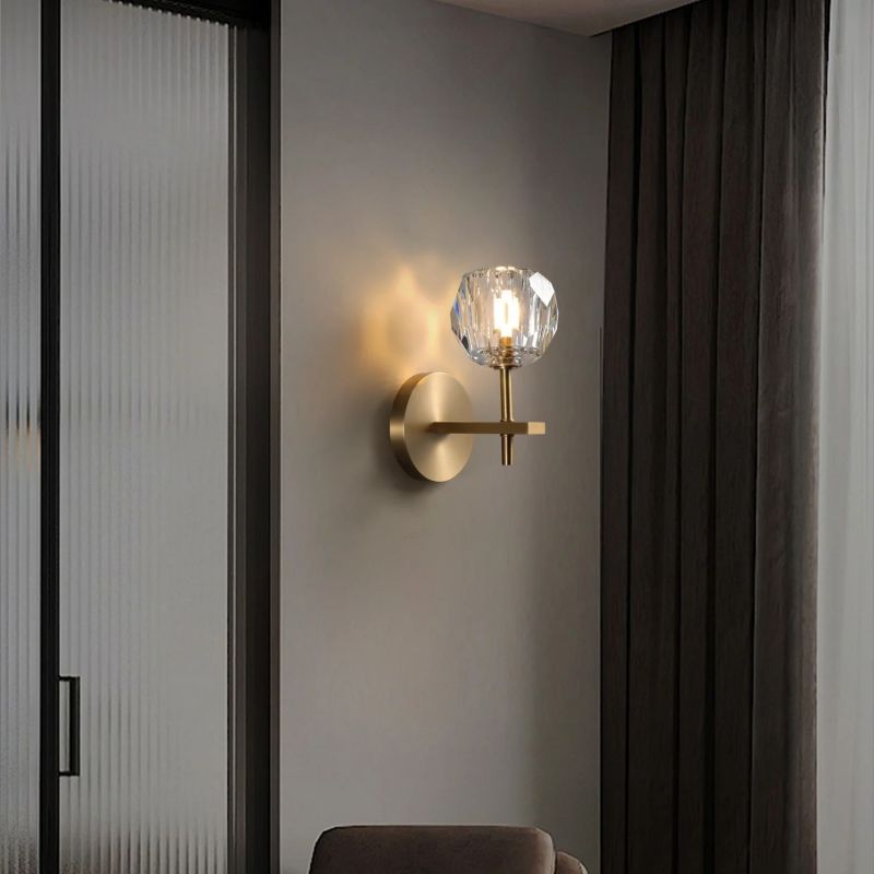 Balle Clear Crystal Short Bedroom Wall Sconce