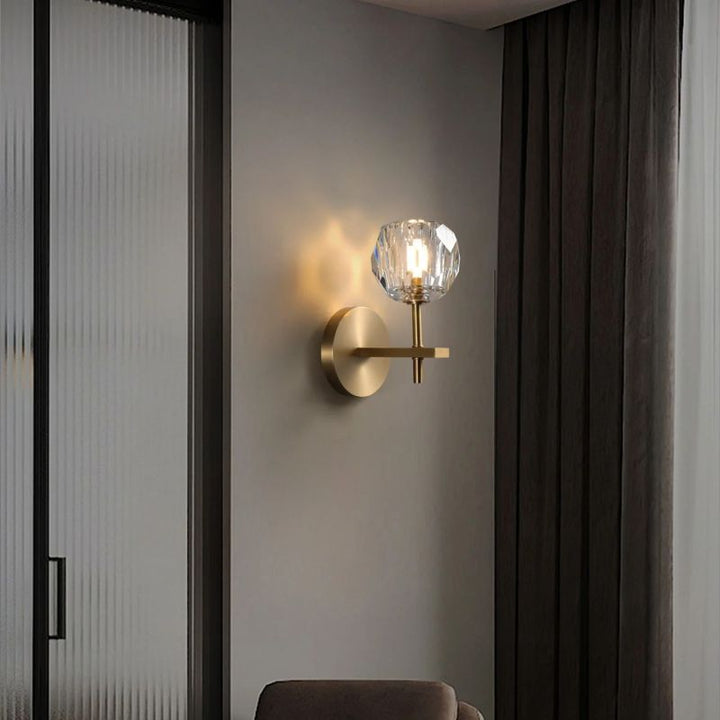Balle Clear Crystal Short Bedroom Wall Sconce