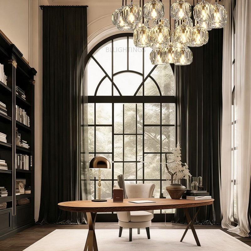 Balle Crystal Cluster Chandelier D24"