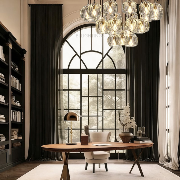 Balle Crystal Cluster Chandelier D24"