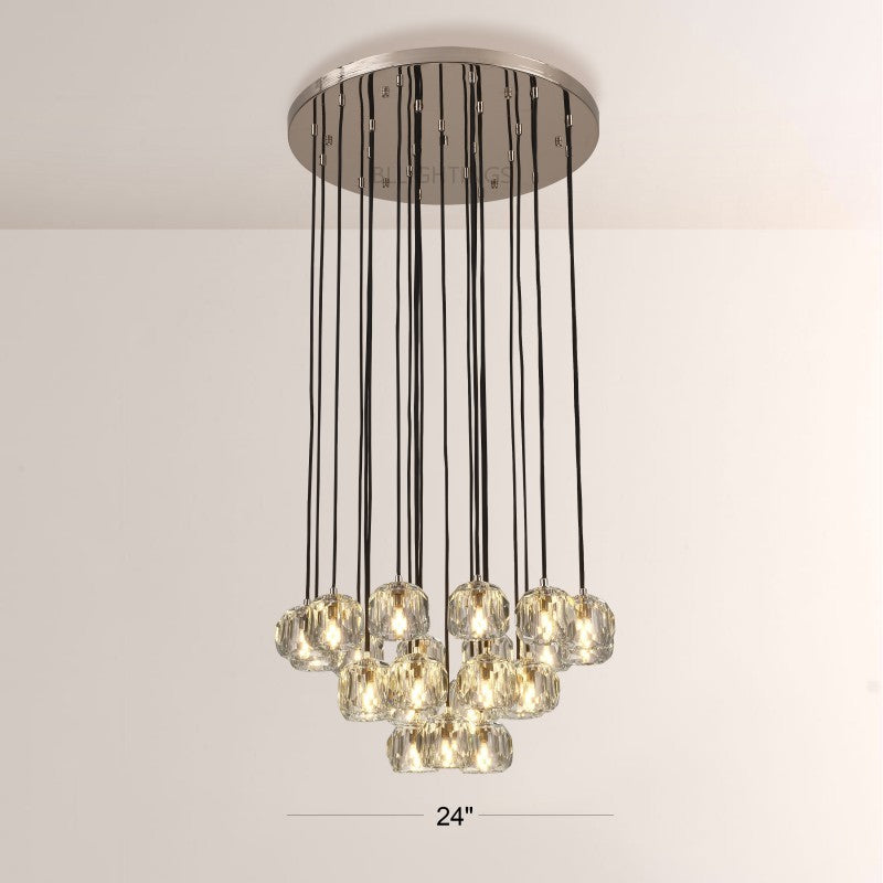 Balle Crystal Cluster Chandelier D24"