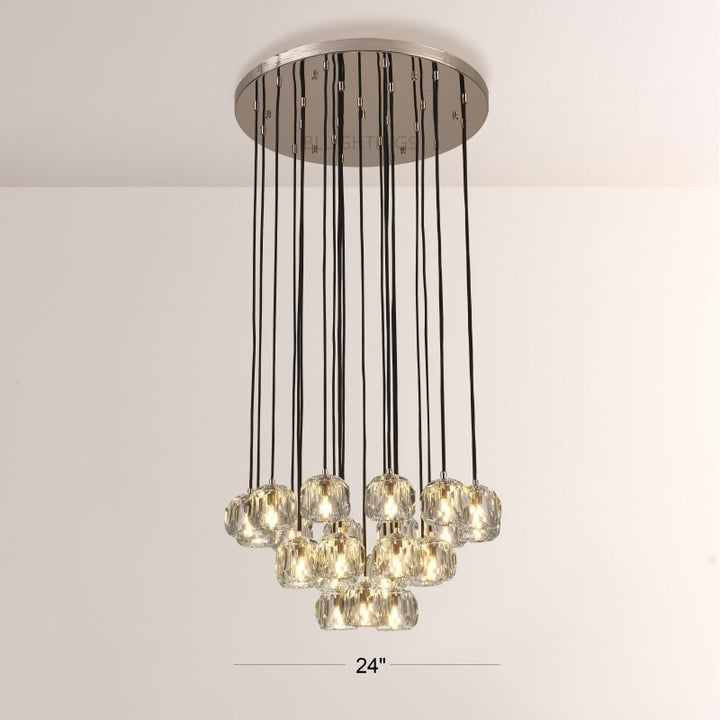 Balle Crystal Cluster Chandelier D24"