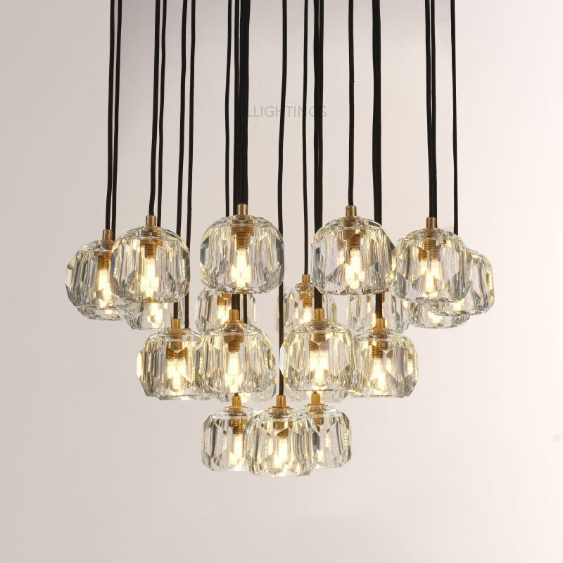 Balle Crystal Cluster Chandelier D24"