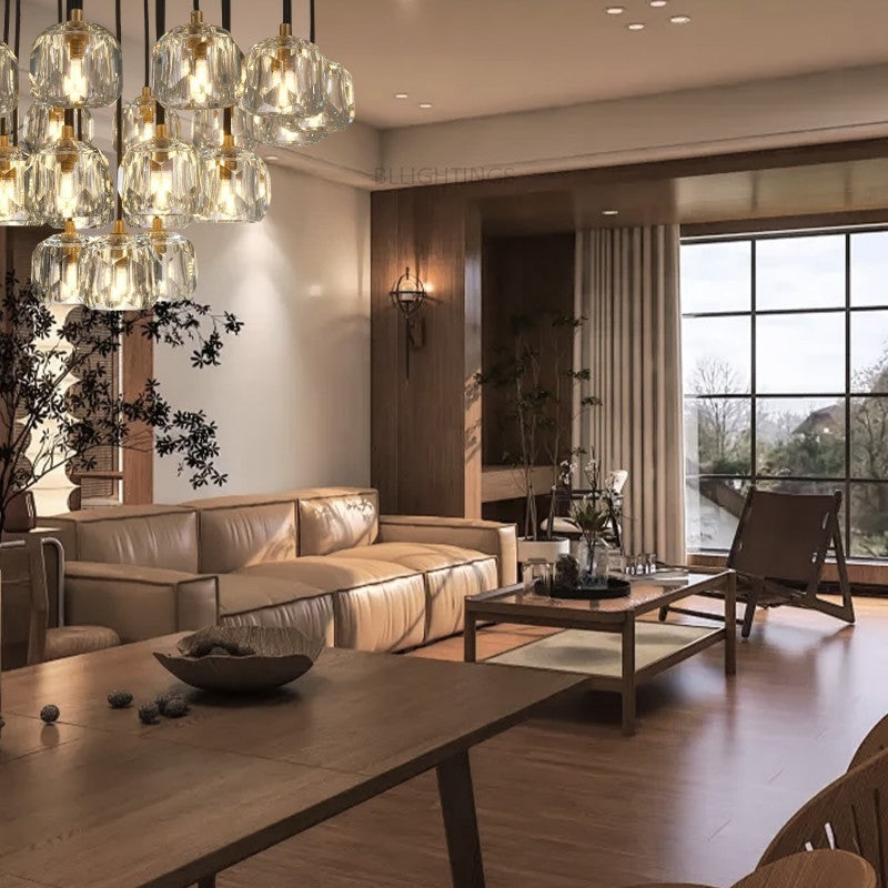 Balle Crystal Cluster Chandelier D24"