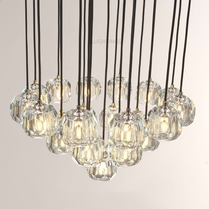 Balle Crystal Cluster Chandelier D24"