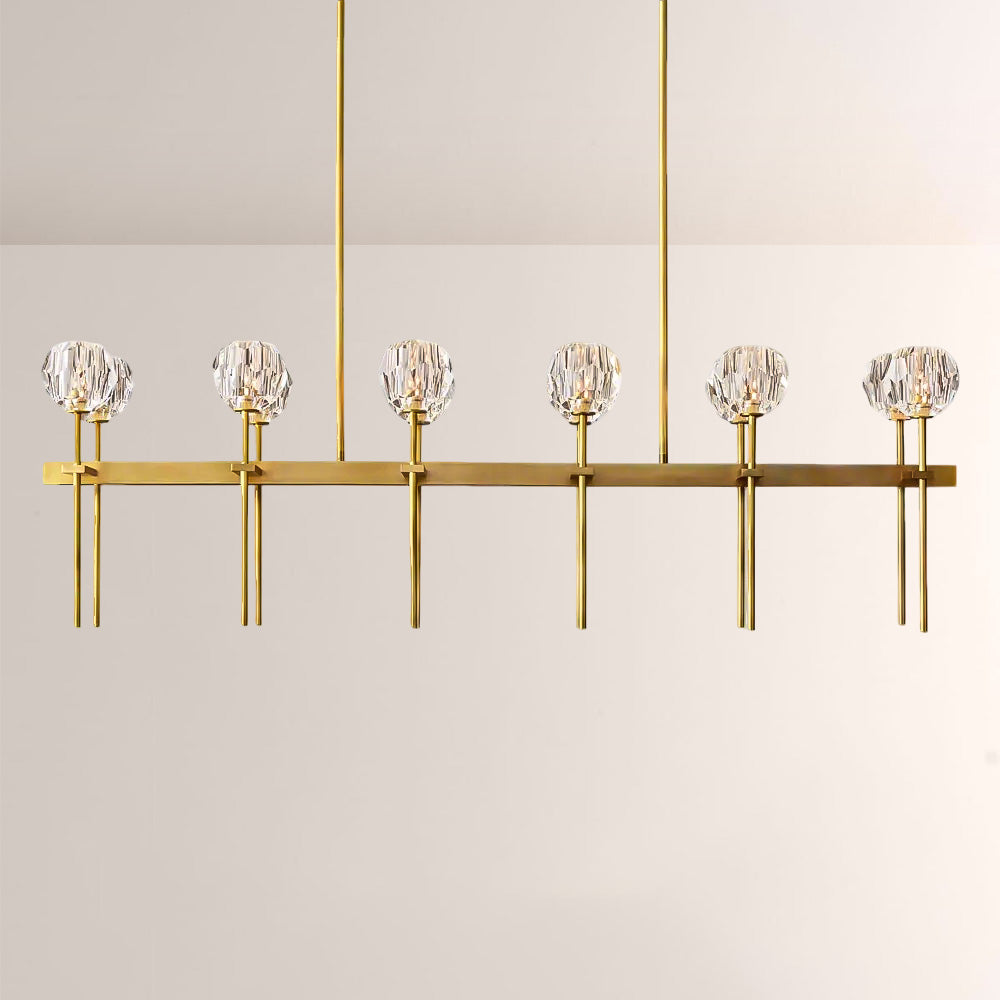 Balle Crystal Double Linear Chandelier 60"