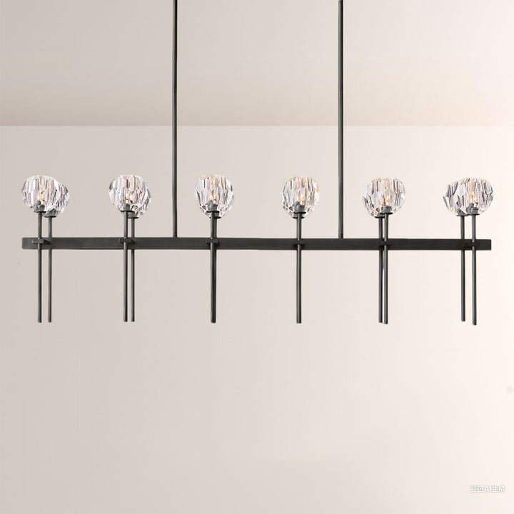 Balle Crystal Double Linear Chandelier 60"